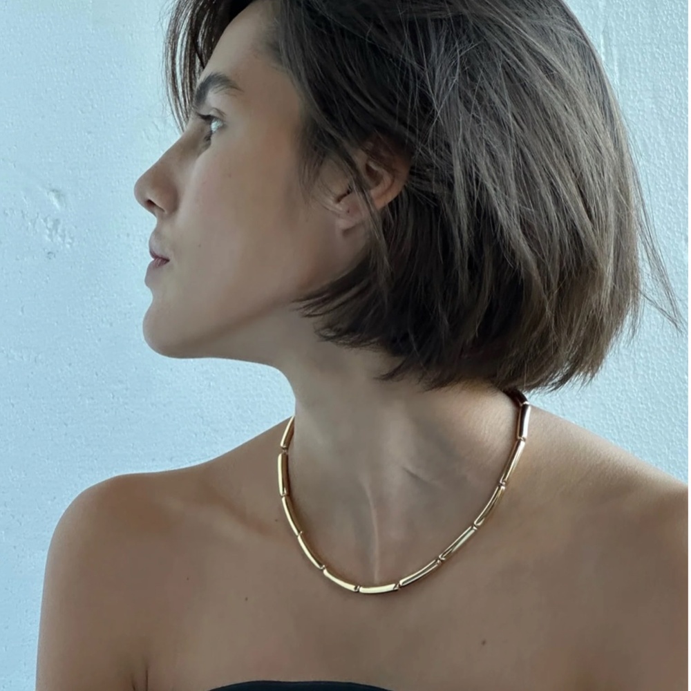 LIE STUDIO The Margaret Necklace 18K Gold EUC $500 - Picture 3 of 5